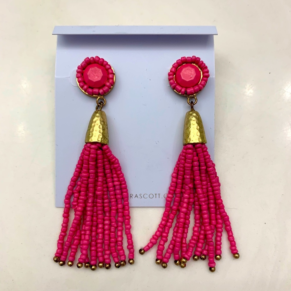 Hot pink tassel earrings